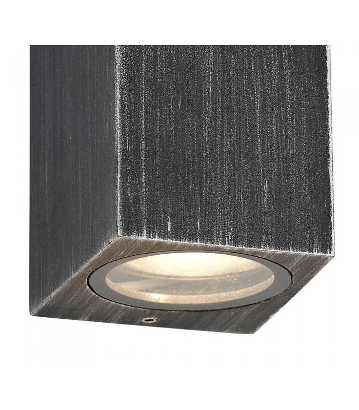 Rectangle Wall Lamp, 2 x GU10, IP54, Black, Silver - 4