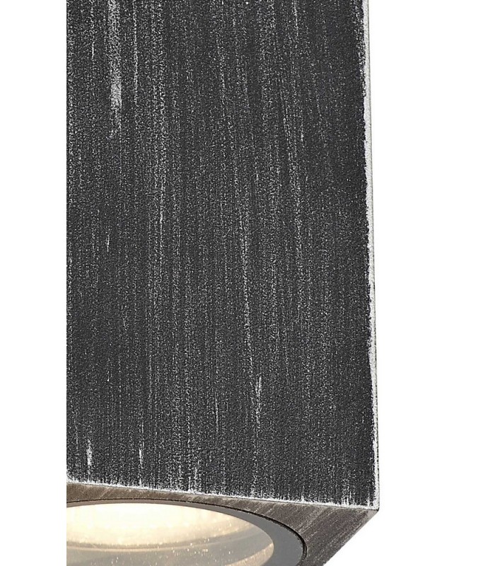 Rectangle Wall Lamp, 2 x GU10, IP54, Black, Silver - 6