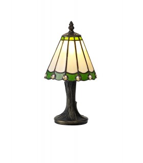Tiffany Table Lamp, 1 x E14, Green, Clear Crystal Shade - 1