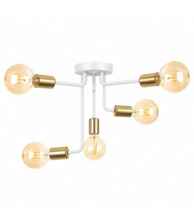 Nixon Multi Arm Semi Flush Ceiling Light White Gold 50cm 5x E27-1