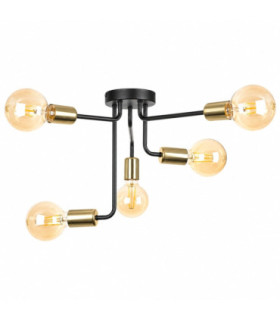Nixon Multi Arm Semi Flush Ceiling Light Black Gold 50cm 5x E27-1