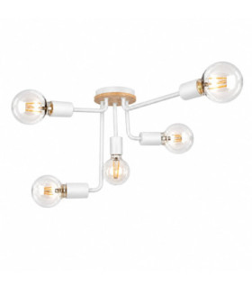 Nixon Multi Arm Semi Flush Ceiling Light Wood White 50cm 5x E27-1