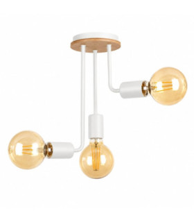 Megan Multi Arm Semi Flush Ceiling Light Wood White 25cm 3x E27-1