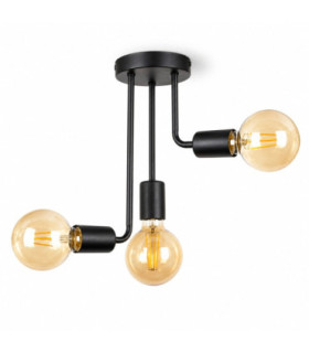 Megan Multi Arm Semi Flush Ceiling Light Black 25cm 3x E27-1
