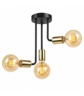 Megan Multi Arm Semi Flush Ceiling Light Black Gold 25cm 3x E27-1