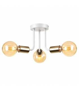 Luna Multi Arm Semi Flush Ceiling Light White Gold 25cm 3x E27-1