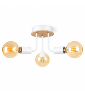 Luna Multi Arm Semi Flush Ceiling Light Wood White 25cm 3x E27-1