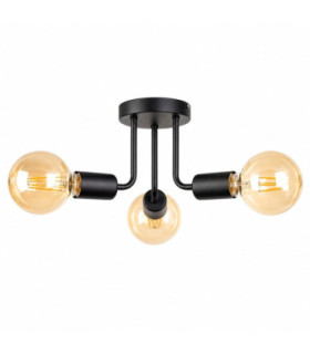 Luna Multi Arm Semi Flush Ceiling Light Black 25cm 3x E27-1