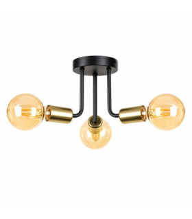 Luna Multi Arm Semi Flush Ceiling Light Black Gold 25cm 3x E27-1