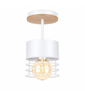 Casa Cylindrical Ceiling Light White Wood 12cm 1x E27-1
