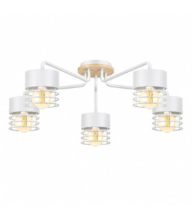 Casa Multi Arm Semi Flush Ceiling Light White Wood 70cm 5x E27-1