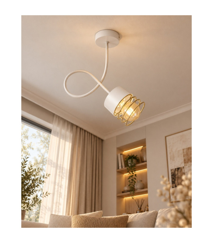 Royal Slim Pendant Ceiling Light White Gold 25cm 1x E27-2