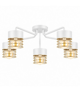 Royal Multi Arm Semi Flush Ceiling Light White Gold 70cm 5x E27-1