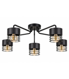 Elle Multi Arm Semi Flush Ceiling Light Black 70cm 5x E27-1