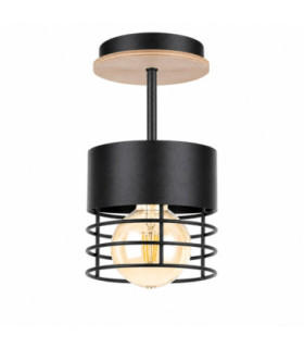 Casa Cylindrical Ceiling Light Black Wood 12cm 1x E27-1