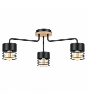 Casa Multi Arm Semi Flush Ceiling Light Black Wood 70cm 3x E27-1