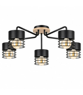 Casa Multi Arm Semi Flush Ceiling Light Black Wood 70cm 5x E27-1