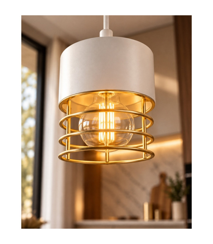 Royal Slim Pendant Ceiling Light White Gold 12cm 1x E27-2