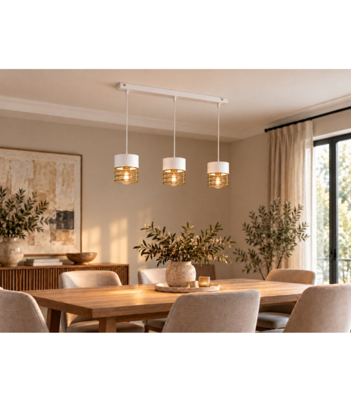 Royal Bar Pendant Ceiling Light White Gold 60cm 3x E27-2
