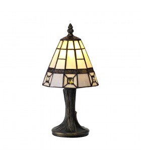 Tiffany Table Lamp, 1 x E14, Grey, Clear Crystal Shade - 1
