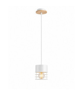 Casa Slim Pendant Ceiling Light White Wood 12cm 1x E27-1