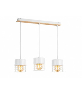 Casa Bar Pendant Ceiling Light White Wood 60cm 3x E27-1