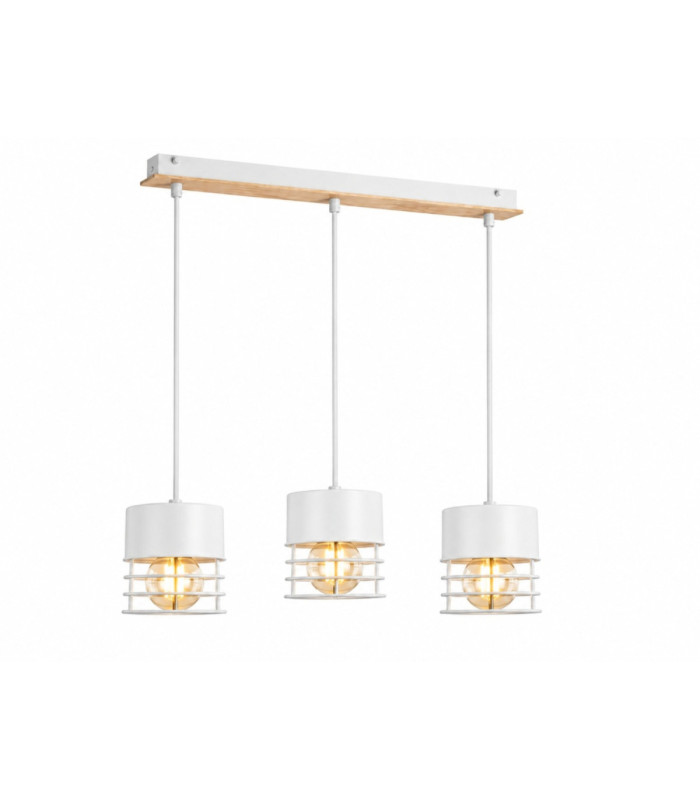 Casa Bar Pendant Ceiling Light White Wood 60cm 3x E27-1