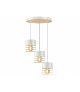 Casa Cluster Pendant Ceiling Light White Wood 32cm 3x E27-1