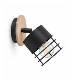 Casa Adjustable Wall Lamp Black  Wood 12cm 1x E27-1