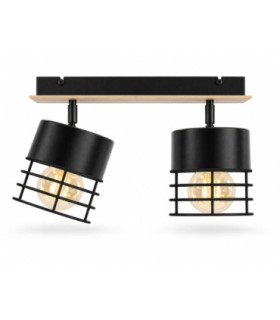 Casa Twin Ceiling Spotlight Black Wood 50cm 2x E27-1