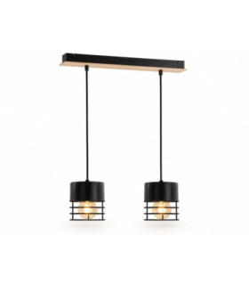 Casa Bar Pendant Ceiling Light Black Wood 50cm 2x E27-1