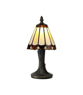 Tiffany Table Lamp, 1 x E14, Brown, Clear Crystal Shade - 1