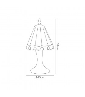 Tiffany Table Lamp, 1 x E14, Red, Clear Crystal Shade - 2