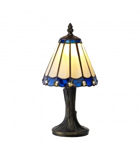 Tiffany Table Lamp, 1 x E14, Blue, Clear Crystal Shade - 1
