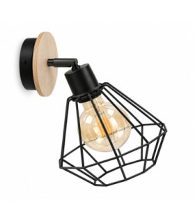 Atwood Wall Lamp Black Wood 20cm 1x E27-1