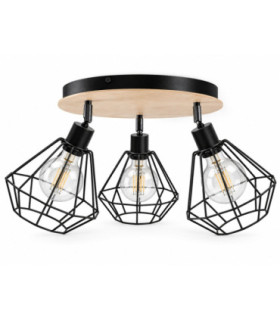 Atwood Ceiling Spotlight Clusters Black Wood 34cm 3x E27-1