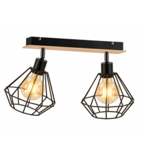 Atwood Twin Ceiling Spotlight Black Wood 53cm 2x E27-1