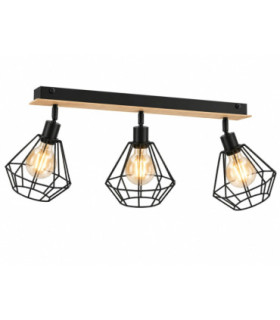 Atwood Ceiling Spotlight Bar Black Wood 63cm 3x E27-1