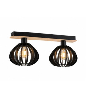 Nicoleta Twin Ceiling Spotlight Black And Natural 52cm 2x E27-1