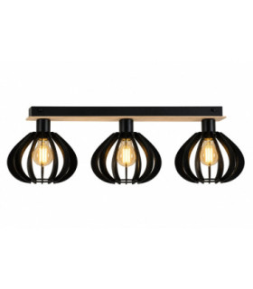 Nicoleta Ceiling Spotlight Bar Black And Natural 62cm 3x E27-1