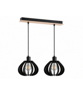 Nicoleta Bar Pendant Ceiling Light Black And Natural 52cm 2x E27-1