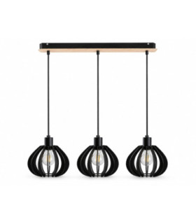 Nicoleta Bar Pendant Ceiling Light Black And Natural 62cm 3x E27-1
