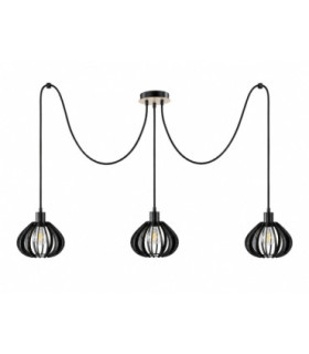 Nicoleta Cluster Pendant Ceiling Light Black And Natural 3x E27-1