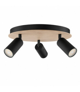 Eye Ceiling Spotlight Clusters Black Wood 31cm 3x GU10-1