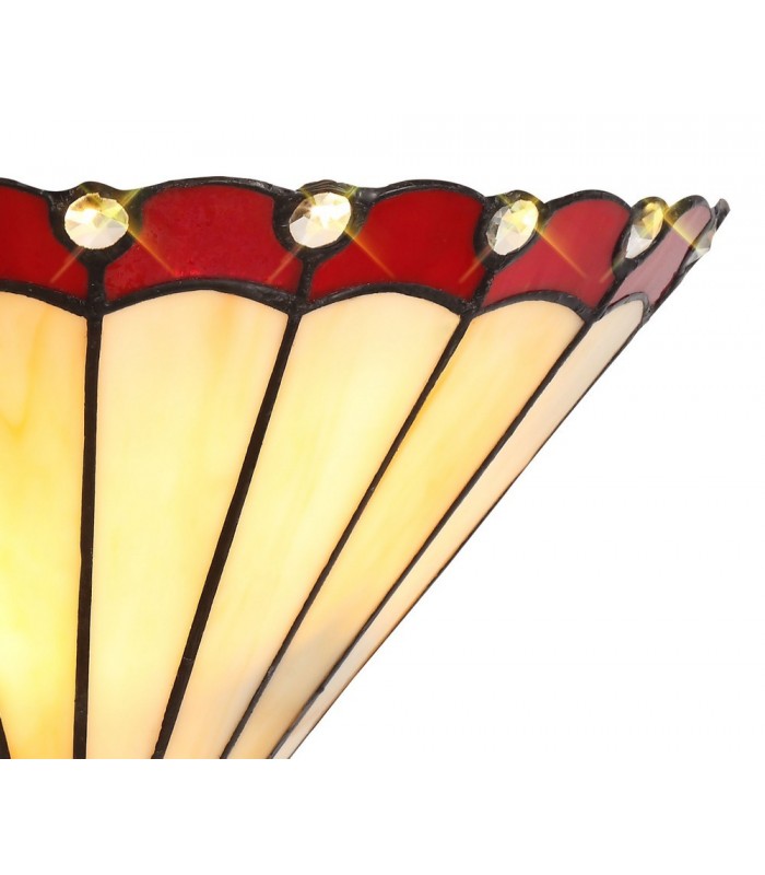 Tiffany Wall Lamp, 2 x E14, Red, Crystal - 5