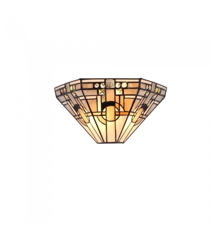 Tiffany Wall Lamp, 2 x E14, White, Grey, Black, Clear Crystal - 1