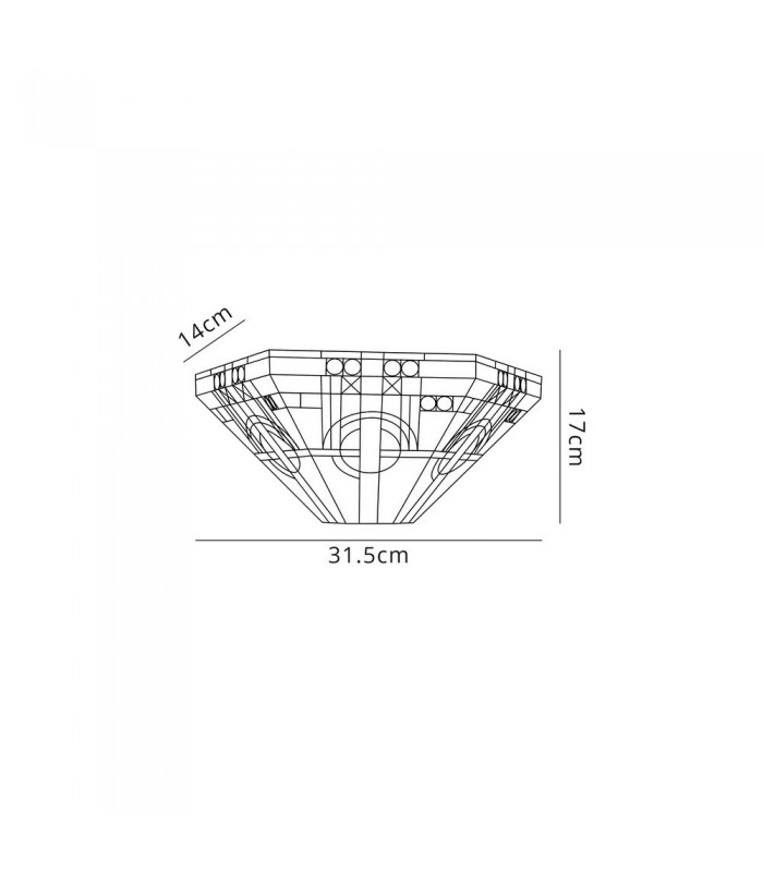 Tiffany Wall Lamp, 2 x E14, White, Grey, Black, Clear Crystal - 2