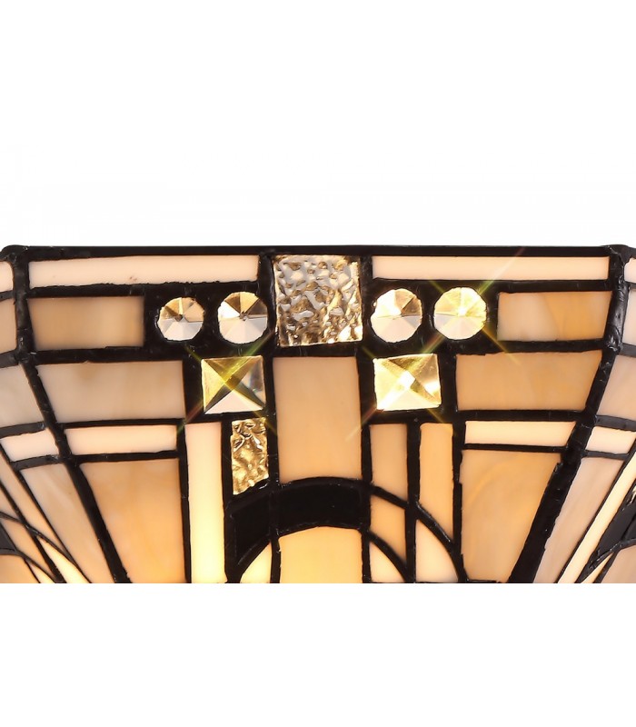 Tiffany Wall Lamp, 2 x E14, White, Grey, Black, Clear Crystal - 4