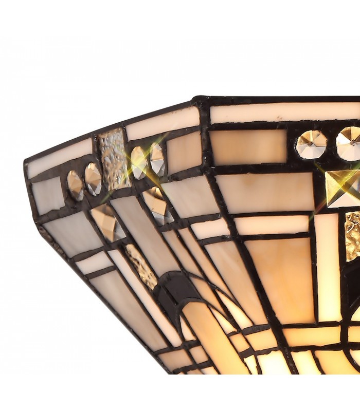 Tiffany Wall Lamp, 2 x E14, White, Grey, Black, Clear Crystal - 5