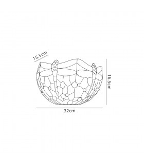 Tiffany Wall Lamp, 2 x E14, Blue, Orange, Crystal - 2